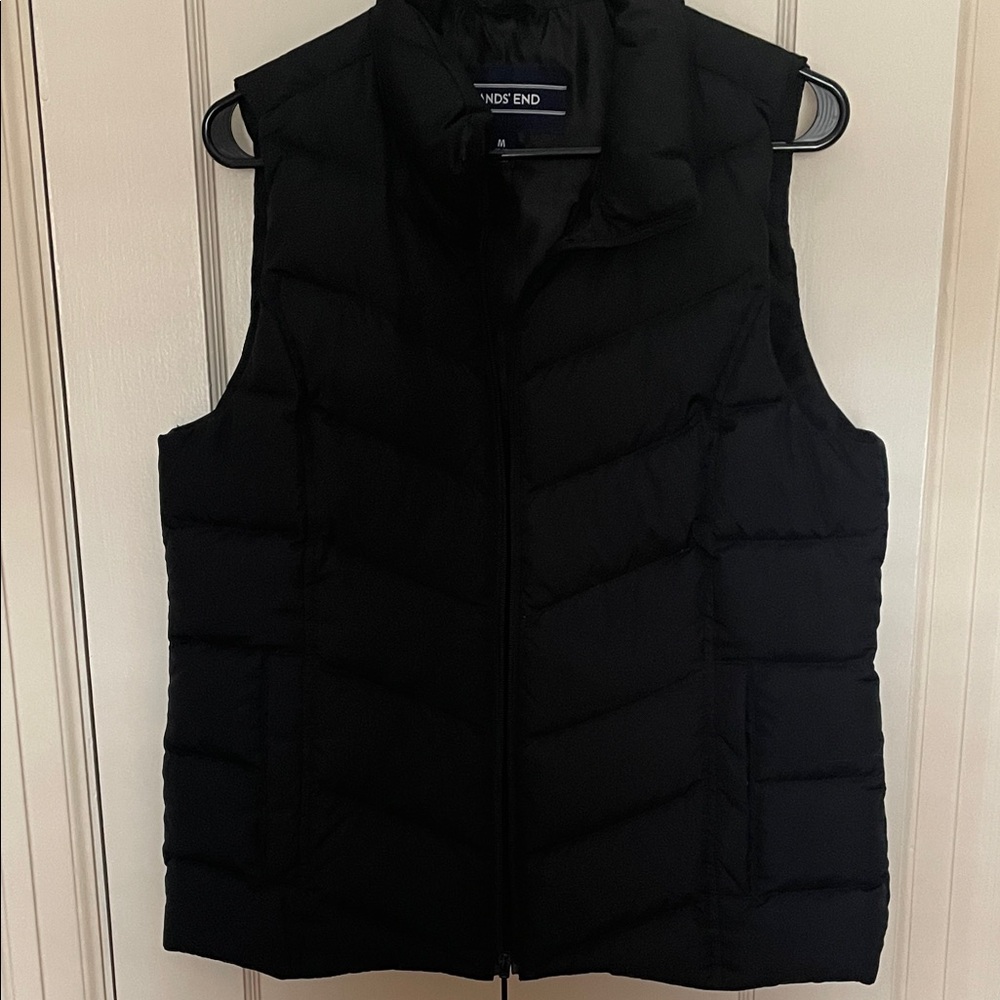 Lands' End Classic Black Quilted Vest